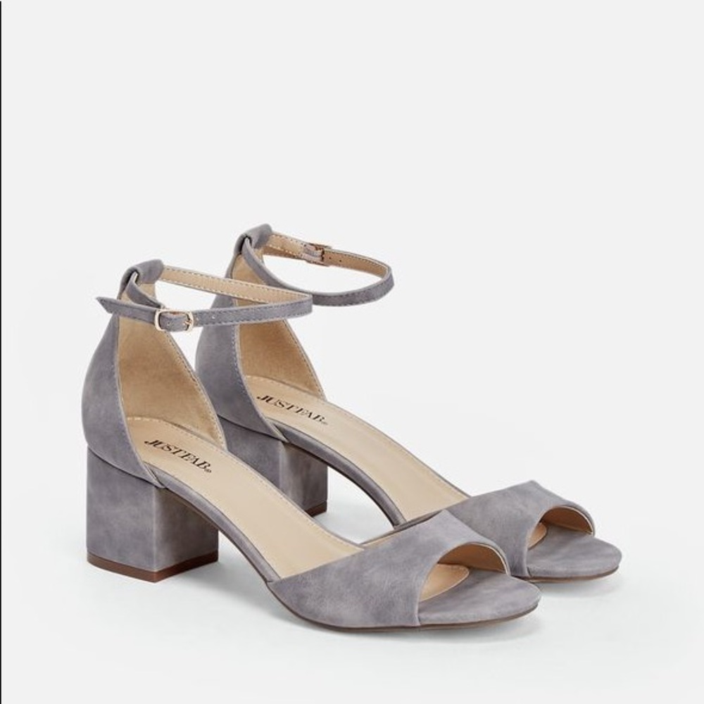 Justfab gray marybeth heels